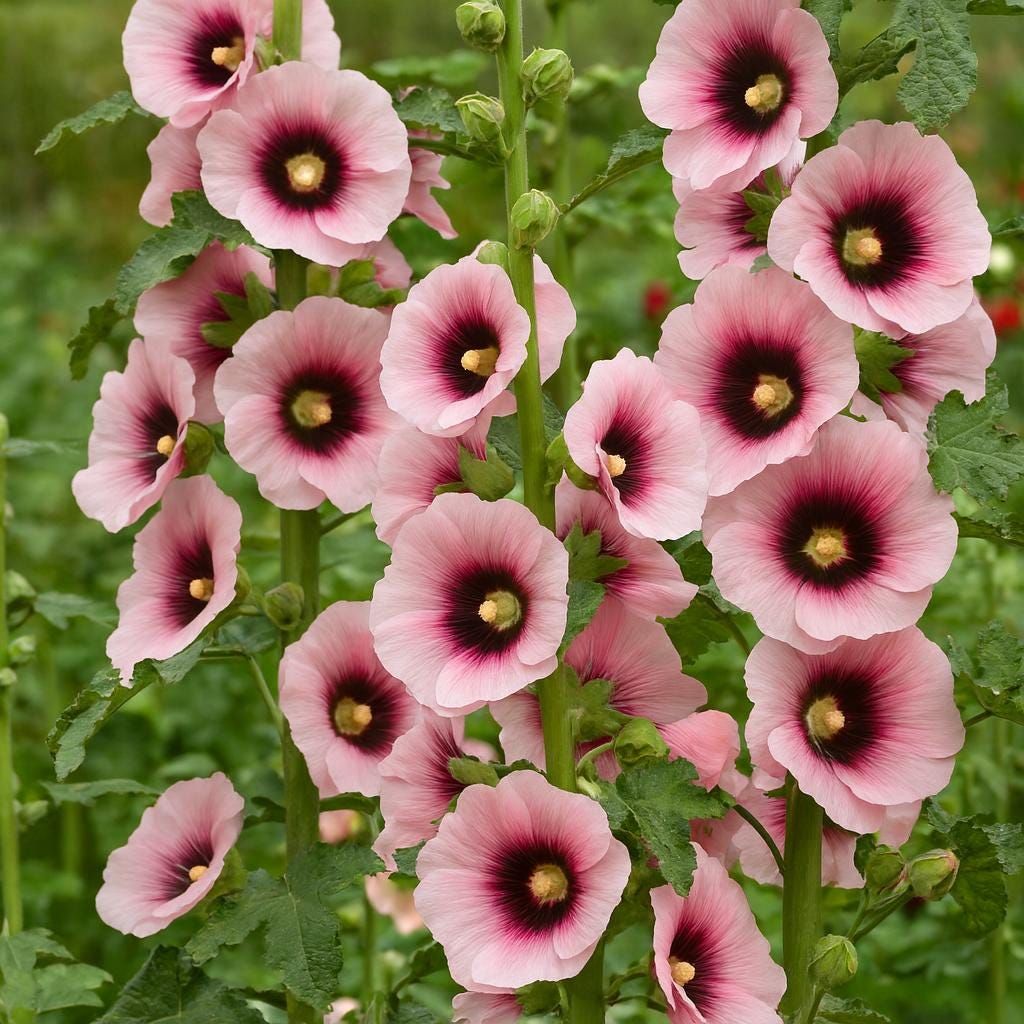 100 Light Dark Pink Hollyhocks Alcea Rosea Flower Seeds
