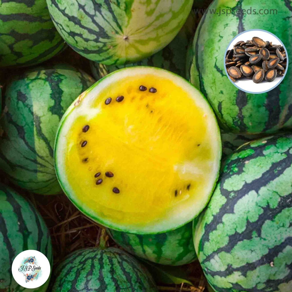 30 Giant Yellow Watermelon Seeds Tropical Sweet Seeds (Asia Fruit)